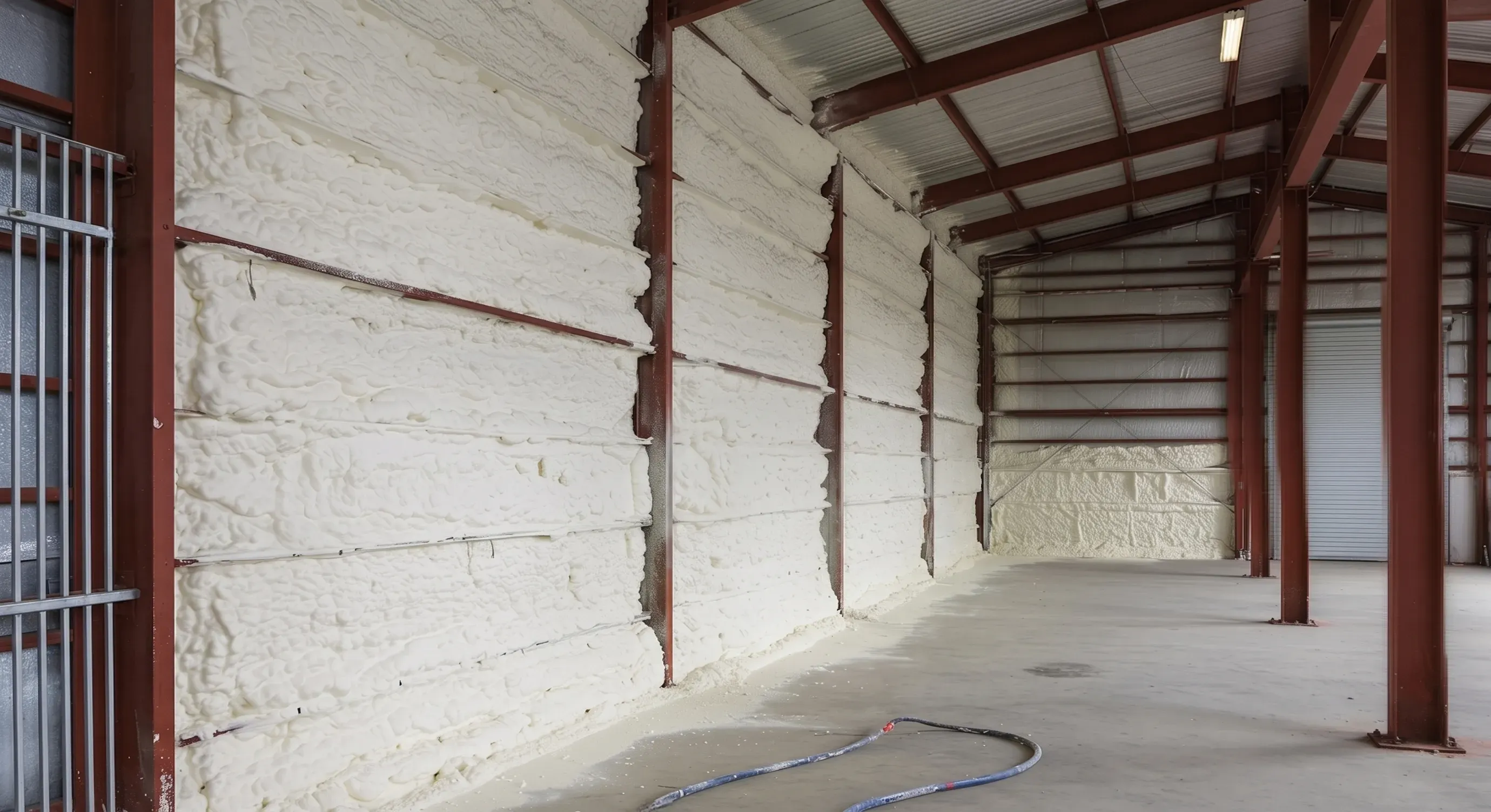Installer applying spray foam